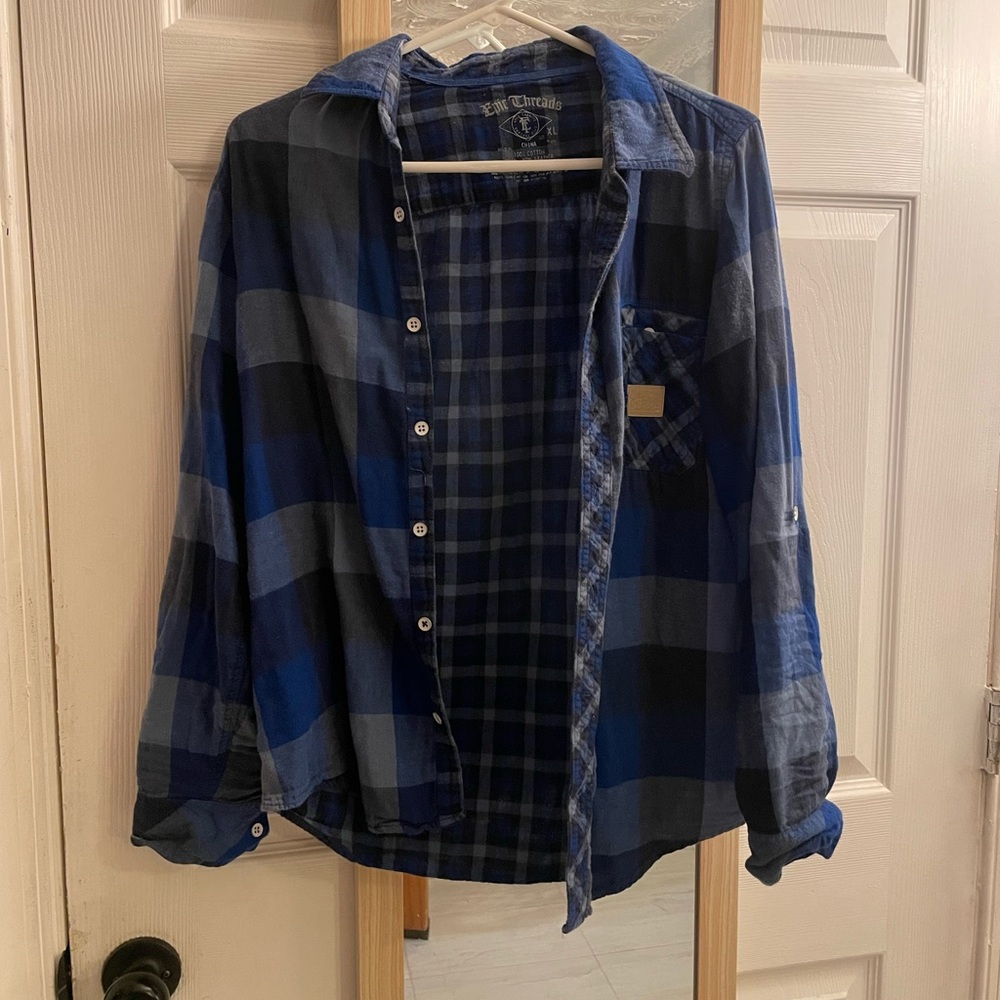 Epic Threads Navy and Light Blue Plaid Shirt